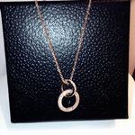 14K Rose Gold Plated Double Circle Pendant Necklace Photo 1