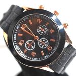 Source Unknown NWOT Rose Gold Tone Black Silicone Band Steampunk New Battery No Brand Watch Photo 0