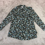 J. Jill Floral Print Button Down Long Sleeve Shirt Dress Women's Small Black Photo 0