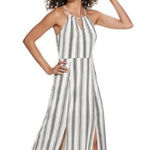 Candies Maxi‎ Sundress Women XXL Ivory Striped Slit Front Beach Resortwear Photo 0