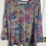 Habitat Abstract Watercolor 3/4 Sleeve Top Oversized XS Boxy Art to Wear Photo 0