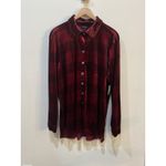 John Mark  Shirt Women‎ Red Plaid Shimmer Soft Fuzzy Velvet Velour Lux Size Large Photo 1