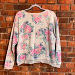 American Eagle Outfitters womens floral terry cloth sweatshirt white/pink L Photo 2