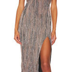 Saylor  Noen Sparkly Silver Midi Dress Size Small Photo 0