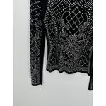 Mango USA Black Studded Sheer Mesh Long Sleeve Shirt Size L Grunge Emo Y2K Photo 2