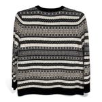 Croft & Barrow  Petite Fair Isle Button Front Cardigan Black White Tan PL Photo 1
