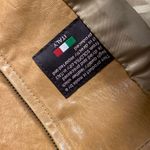 MADE IN ITALY LAMBSKIN LEATHER CAPE STYLE UNIQUE SHORT SLEEVED GATHERED JACKET Tan Size L Photo 2