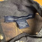 American Eagle Outfitters Black Daisy Print Ruffle Bell Sleeve Mock Neck Top M Photo 3