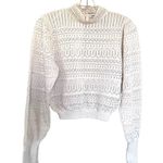 ZARA ecru lace knit pointell open knit sweater size Large Photo 3