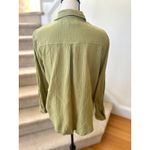 Princess Polly  Sage Green Gauze Cotton Long Sleeve Button Down Oversize Shirt Photo 2