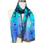 Jones New York Halston & Silk Scarf Bundle Blue Ombre Floral & Tulip Butterfly Photo 3