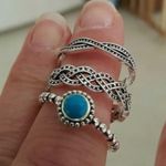 Boutique Silver and Turquoise Ring Set Photo 2