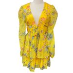 Mac Duggal Floral Chiffon Dress with Deep V-Neck Ruffle Tiered Skirt Size 8 NWT Photo 1