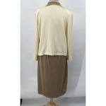 Vintage Mita 2 Piece Knit Cardigan & Skirt Set Matching Cream Tan Womens 18 Photo 7