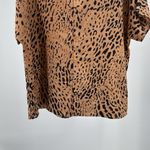 Entro Black Tan Leopard cheetah Print Blouse m short sleeve casual oversized Photo 3