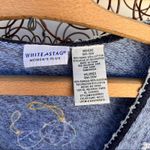 Vintage Ugly Christmas Zip Up Cardigan featuring snowman winter flurry 18W/20W Blue Photo 2