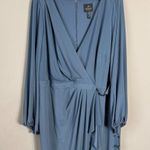 Adrianna Papell NWT Jersey Faux-Wrap Maxi Gown Women's 16W Blue Formal Ruffle Photo 7
