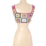 Farm Rio  crochet granny square knit crop top Photo 3