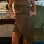 Elliatt  Camo Asymmetric Satin Cocktail Dress in Khaki Size Large Photo 12
