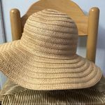 Time and Tru Straw Brim Hat One Size Vacation Resortwear Holiday Coconut Girl Brown Photo 3