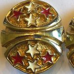 2 Pairs Clip Ons Vintage Gold Tone & Enamel Stars & Hoops Earrings Photo 6