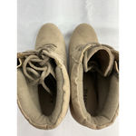 JustFab Womans Just Fab Joseppah Ankle Boots 7m tan Lace Up Zip Up Wedge Heel NWOT Photo 5