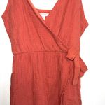 Maurice's Burnt Orange Textured V-neck Tie Tulip Hem Mini Dress Photo 4