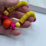 Vintage 1980’s bright fun disk necklace set. Red Photo 3