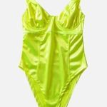 Fluorescent Yellow Neon Cami Bodysuit woman top one piece intimate New Sz small Photo 0