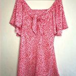 None Pink Floral Animal Abstract Print Dress Tie Front Women’s Size Large Photo 0