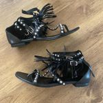 Saint Laurent Paris Nu Pieds Fringe & Studded Black Sandals Photo 5