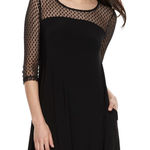 Nina Leonard  Mesh Yoke Trapeze Black Dress - Size: Medium Photo 0