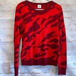 CAbi Sweater Womens Medium Red Sakura Camo Pullover Crewneck Style 3158 Knit Photo 0