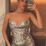 ZARA  maxi dress Silver Sequin Evening holiday prom formal bodycon gown Photo 6