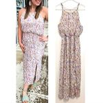 Lush Clothing NEW NWT LUSH Cream Ivory Pink Multi Floral Pleated Sleeveless Midi Dress Medium Photo 1