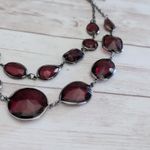 Vintage Necklace Dark Red and Dark Silver Tone / Grey Statement Necklace Photo 4