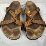 Birkenstock Birkis Faux Leather Metallic Bronze Snake Sandals EU 37 Women's 6 Photo 3