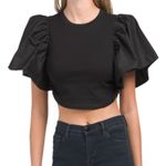 On Twelfth  Black Ruffle Sleeve Cropped Top Size Small Photo 0