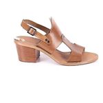 Barbara Barbieri Leather Stacked Heel Sandal in Light‎ Brown Size 8 Photo 7
