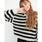 Madewell Striped Alpaca Wool Balloon Sleeve Pullover Sweater Women's B&W Size L Photo 1