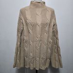 ZARA  Taupe Cable Knit Large Sweater Chunky Knit Wool Blend Minimalist Neutral Photo 1