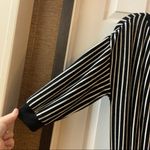 Flawless  Black/White Striped Knit Asymmetrical Sweater Dress Photo 3