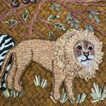 Vintage 2004 Cappelli Straworld basket weave Safari animal Purse Wood Handles Tan Photo 9