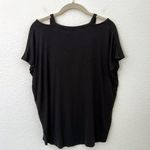 Athleta [] Black Glimpse Open Neck Cutout Short Sleeve T-Shirt Ribbed Sz Small S Photo 2