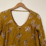 Billabong  Forget Me Knot Shirt Mustard Yellow V-Neck Button Down Blouse JRS XS Photo 4