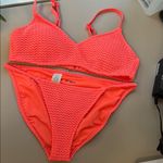 Aerie Vibrant Coral Crotchet Bikini Set TOP is Medium Bottom is Small Photo 0