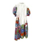 Anthropologie Maeve Puff Sleeve Smocked Shirt Dress Tropical Print Size XL Blue Photo 8