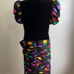 Saks 5th Avenue Vintage Saks Fifth Avenue Velvet Silk Polka Dot Drop Waist Party Dress Bow 10 Photo 5