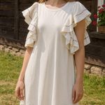 See By Chloe  Ruffled Tunic Shirt Dress in White Photo 7