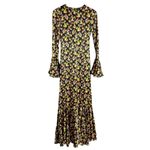Caroline Constas Allonia Black Floral Print Long Sleeve Trumpet Gown Size XS Photo 5